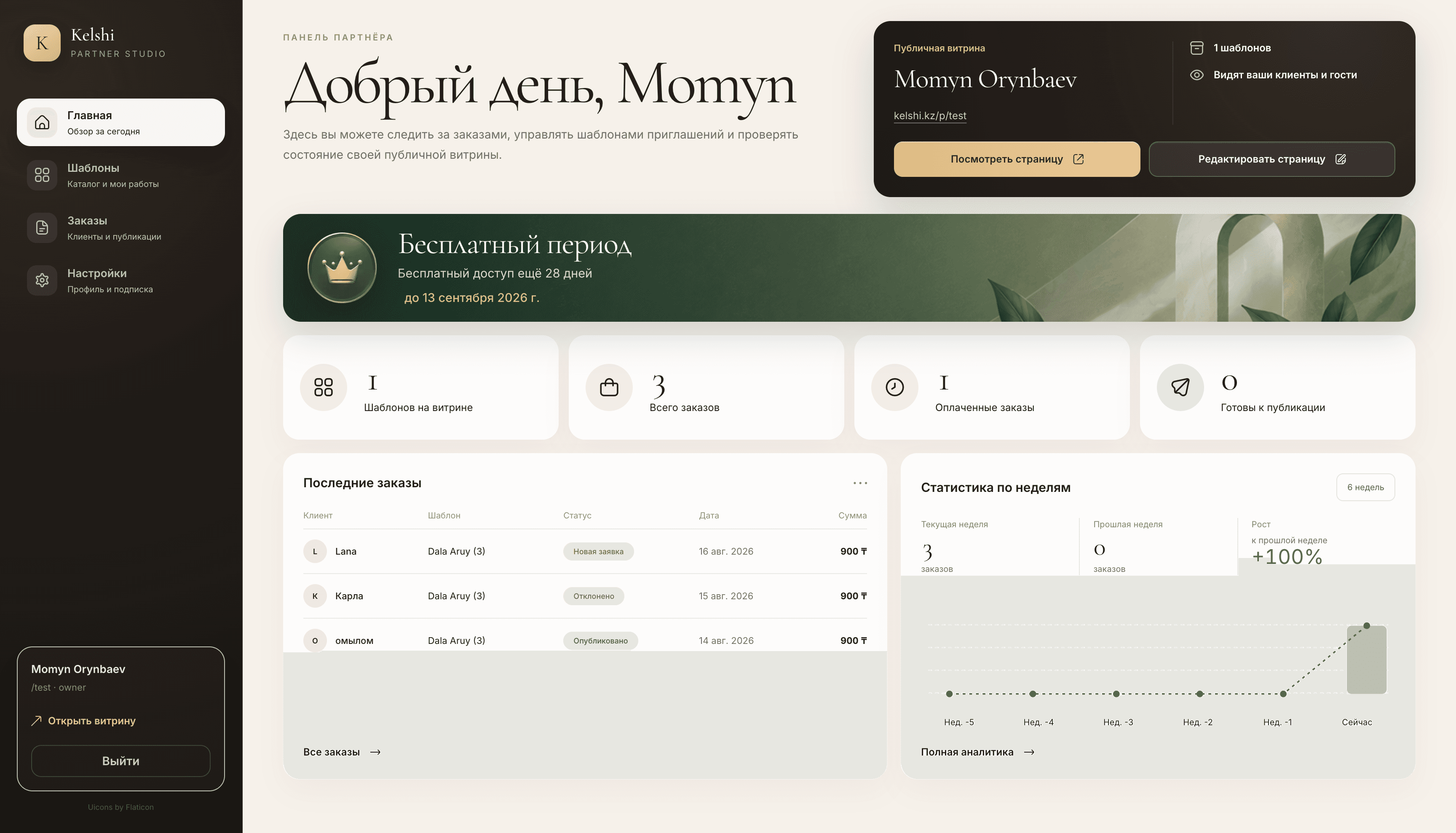 Kelshi серіктесінің жұмыс кабинеті